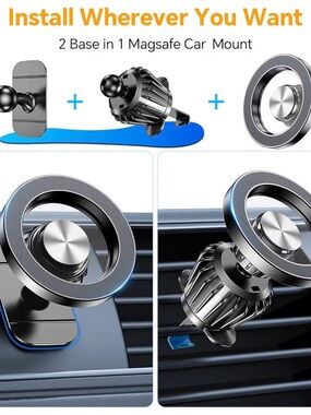 Magnetic Car Phone Mount - Metallic Black